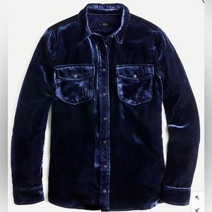 J. Crew Gorgeous Blue Classic-fit shirt in drapey velvet